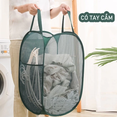 Giỏ Đựng Quần Áo Gấp Gọn Lưới Thoáng Khí Polyester, Chống Ẩm Mốc, Tay Cầm 3 Giỏ Đựng Quần Áo Gấp Gọn Lưới Thoáng Khí Polyester, Chống Ẩm Mốc, Tay Cầm 3