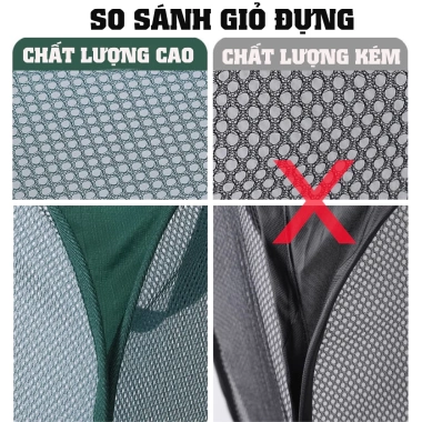 Giỏ Đựng Quần Áo Gấp Gọn Lưới Thoáng Khí Polyester, Chống Ẩm Mốc, Tay Cầm
