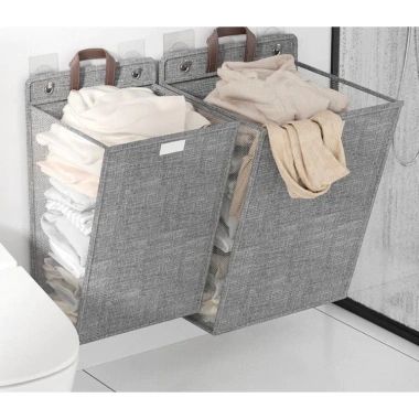 Giỏ Đựng Quần Áo Gấp Gọn Treo Tường Chống Nước Có Nắp và Tặng Miếng Dán - 85k