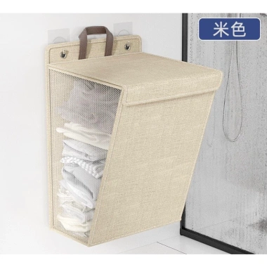 Giỏ Đựng Quần Áo Gấp Gọn Treo Tường Chống Nước Có Nắp và Tặng Miếng Dán - 85k