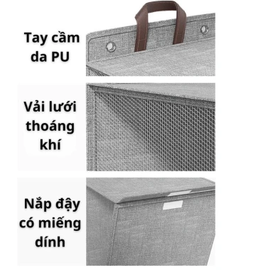 Giỏ Đựng Quần Áo Gấp Gọn Treo Tường Chống Nước Có Nắp và Tặng Miếng Dán - 85k