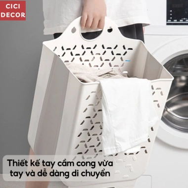 Giỏ đựng quần áo nhà tắm treo tường gấp gọn nhựa TPR, tặng miếng dán - 45.000đ 6
