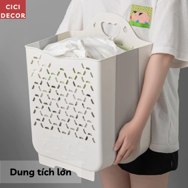Giỏ đựng quần áo nhà tắm treo tường gấp gọn nhựa TPR, tặng miếng dán - 45.000đ 7