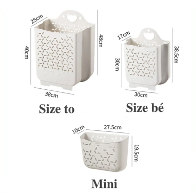 Giỏ đựng quần áo nhà tắm treo tường gấp gọn nhựa TPR, tặng miếng dán - 45.000đ 8