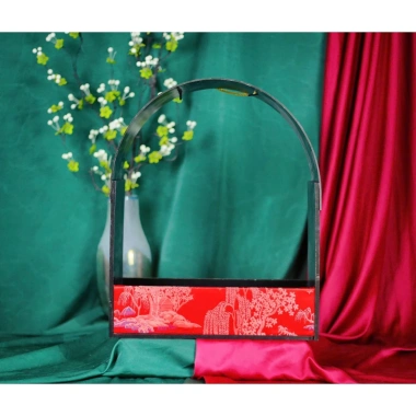 Giỏ Gỗ Tay Quai Cong Bọc Gấm - Set Quà Tết Sang Trọng, Trang Trí, Giá 250.000 VND