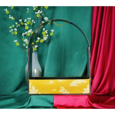 Giỏ Gỗ Tay Quai Cong Bọc Gấm - Set Quà Tết Sang Trọng, Trang Trí, Giá 250.000 VND