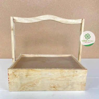 Giỏ gỗ thô đựng quà trái cây, quà Tết chữ nhật quai rồng 193 Giá chỉ 55.000₫