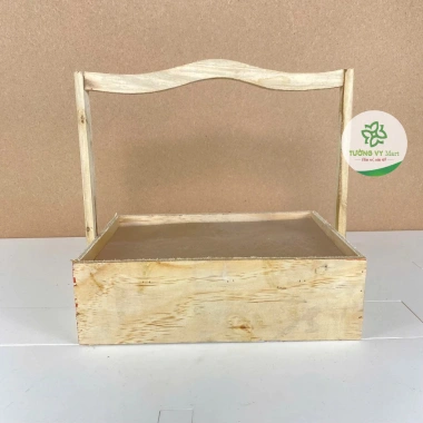 Giỏ gỗ thô đựng quà trái cây, quà Tết chữ nhật quai rồng 193 Giá chỉ 55.000₫