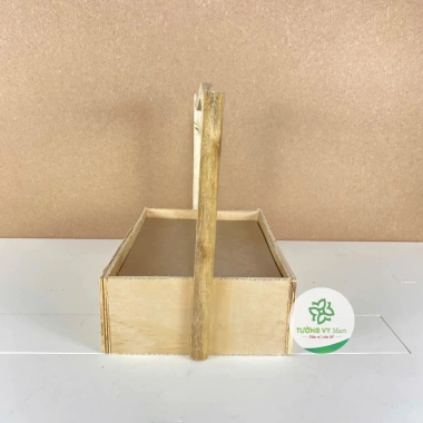 Giỏ gỗ thô đựng quà trái cây, quà Tết chữ nhật quai rồng 193 Giá chỉ 55.000₫