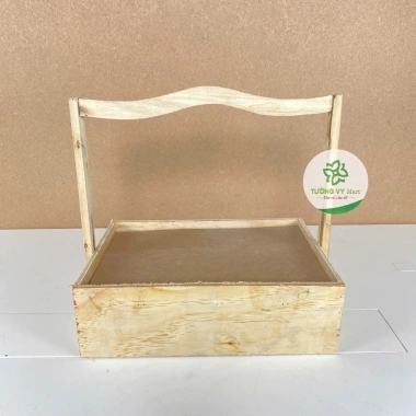 Giỏ gỗ thô đựng quà trái cây, quà Tết chữ nhật quai rồng 193 Giá chỉ 55.000₫