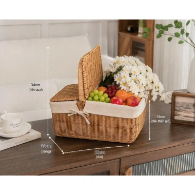 Giỏ mây đa năng đựng hoa quả, cắm hoa, quà tặng, picnic, spa Giá chỉ 72.000đ