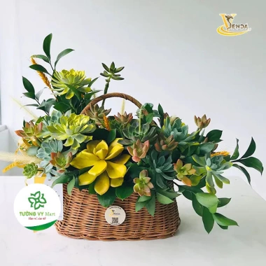Giỏ nâu bé đan Ovan TV14 - Cắm hoa, trái cây, quà Tết, giảm còn 38.000₫
