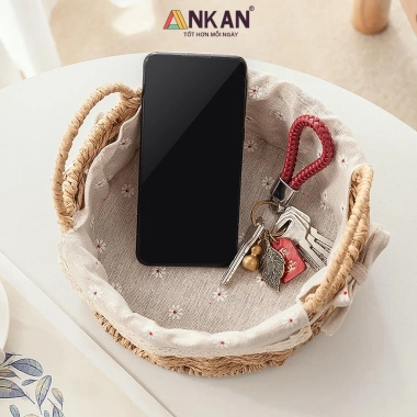 Giỏ Picnic Hình Tròn Đan Tay Có Quai va Decor Bánh Kẹo, Chụp Hình Bé, Giá 99.000 VND 4