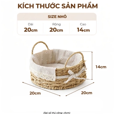 Giỏ Picnic Hình Tròn Đan Tay Có Quai va Decor Bánh Kẹo, Chụp Hình Bé, Giá 99.000 VND 10