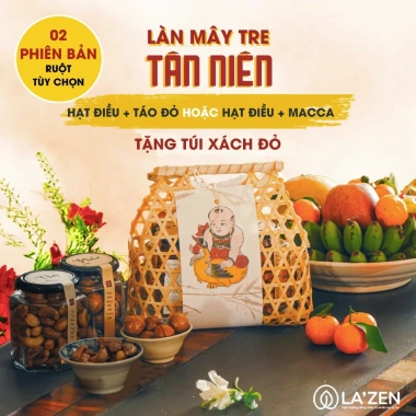 Giỏ quà Tết 2.026 Tân Niên Phúc Lộc mây tre đan tinh tế, hạt dinh dưỡng tốt sức khỏe - Giảm còn 300.000đ La'zen