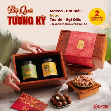 Giỏ quà Tết 2.026 Tân Niên Phúc Lộc mây tre đan tinh tế, hạt dinh dưỡng tốt sức khỏe - Giảm còn 300.000đ La'zen