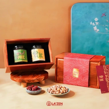 Giỏ quà Tết 2.026 Tân Niên Phúc Lộc mây tre đan tinh tế, hạt dinh dưỡng tốt sức khỏe - Giảm còn 300.000đ La'zen