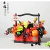 Giỏ quà Tết cao cấp, quai xách, set hoa quả, tem Happy New Year 126k 4