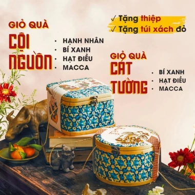 Giỏ quà Tết mây tre đan Cát Tường và Cội Nguồn - Hạt dinh dưỡng cao cấp La Zen, giá chỉ 569k