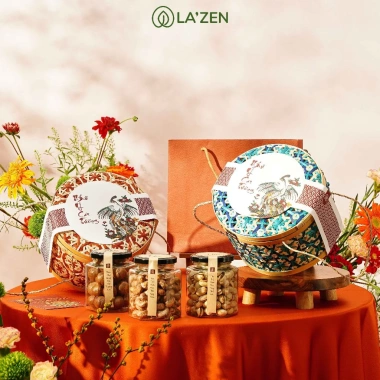 Giỏ quà Tết mây tre đan Cát Tường và Cội Nguồn - Hạt dinh dưỡng cao cấp La Zen, giá chỉ 569k 6