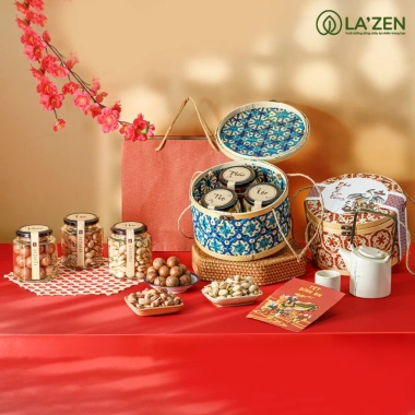 Giỏ quà Tết mây tre đan Cát Tường và Cội Nguồn - Hạt dinh dưỡng cao cấp La Zen, giá chỉ 569k 8