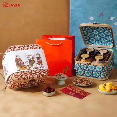 Giỏ quà Tết mây tre đan CỘI NGUỒN hạt dinh dưỡng cao cấp, 732.450đ, giao nhanh 9