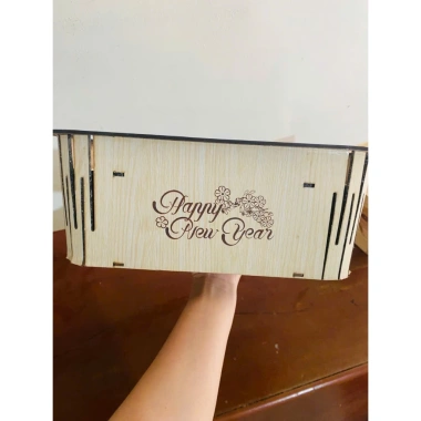 Giỏ Quà Tết Sang Trọng - Giỏ Trái Cây Đậm Chất Gỗ Khắc Laze, Giảm Giá 55k