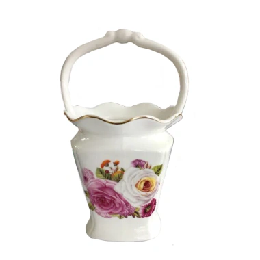 Giỏ sứ cắm thìa nĩa trang trí bàn ăn, ống sứ in hoa hồng, giảm giá 18% chỉ 77.420₫