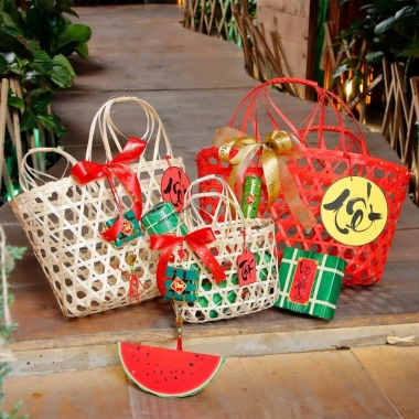 Giỏ tre decor Kim Vinh - Đựng quà Tết sang trọng, giá chỉ 38.000đ