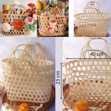 Giỏ tre trang trí đa năng Làn tre làm giỏ quà Tết, giá ưu đãi 19.800đ