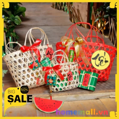 Giỏ Tre Trang Trí Tết Đựng Quà Đón Năm Mới xinh xắn HMSS045 Giá 31.000 VNĐ 1 Giỏ Tre Trang Trí Tết Đựng Quà Đón Năm Mới xinh xắn HMSS045 Giá 31.000 VNĐ 1