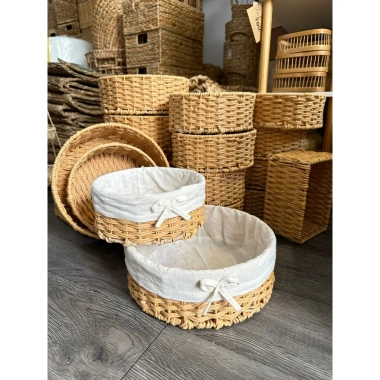 Giỏ tròn sợi giấy có vải lót - Hộp đựng đồ gia dụng, decor phòng, đồ chơi bé, khăn tắm - Giá ưu đãi 70.000₫