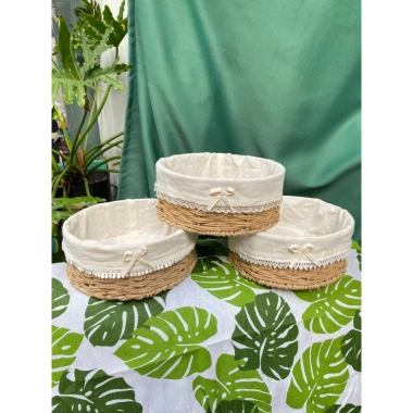 Giỏ tròn sợi giấy có vải lót - Hộp đựng đồ gia dụng, decor phòng, đồ chơi bé, khăn tắm - Giá ưu đãi 70.000₫