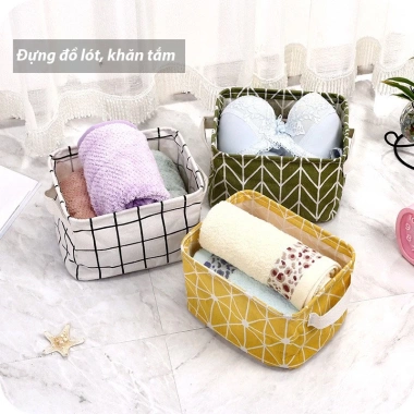 Giỏ vải đa năng vintage - Túi mini đựng mỹ phẩm, văn phòng, hộp vải để bàn, giá 15.120₫