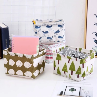 Giỏ vải đa năng vintage - Túi mini đựng mỹ phẩm, văn phòng, hộp vải để bàn, giá 15.120₫