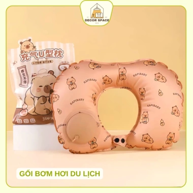 Gối bơm hơi chữ U gấp gọn du lịch - Nhỏ gọn, họa tiết Sanrio dễ thương 100.620₫