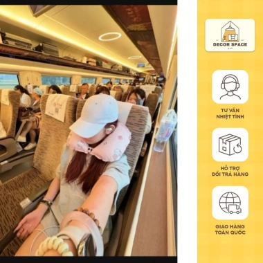 Gối bơm hơi chữ U gấp gọn du lịch - Nhỏ gọn, họa tiết Sanrio dễ thương 100.620₫
