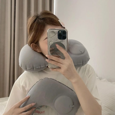Gối bơm hơi tự động chữ U - Du lịch gấp gọn, không cần thổi miệng, mang theo 7 Gối bơm hơi tự động chữ U - Du lịch gấp gọn, không cần thổi miệng, mang theo 7