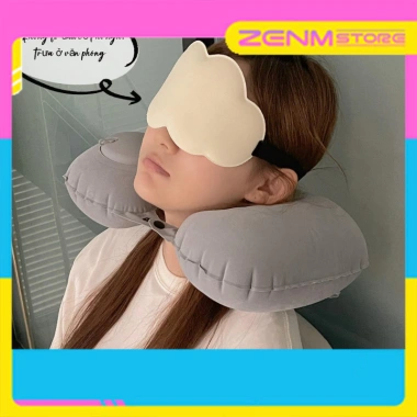 Gối bơm hơi tự động chữ U du lịch – không cần thổi miệng, gập gọn, chỉ 39.000₫ 3