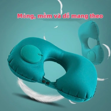 Gối bơm hơi tự động chữ U gấp gọn du lịch, không cần thổi miệng - 79.000₫