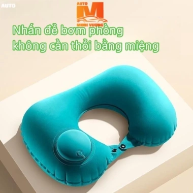 Gối bơm hơi tự động dạng U, du lịch gấp gọn, không cần thổi miệng - chỉ 40.000đ