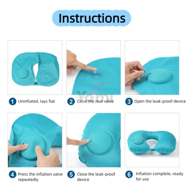 Gối bơm hơi tự động, không thổi miệng, gọn nhẹ du lịch, tiện mang, làm quà tặng