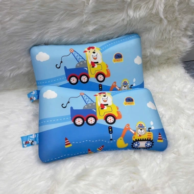 Gối cao su non bụng mèo Hizun 30x50 – Vỏ thun 4 chiều co dãn, mềm mại thoáng khí cho bé
