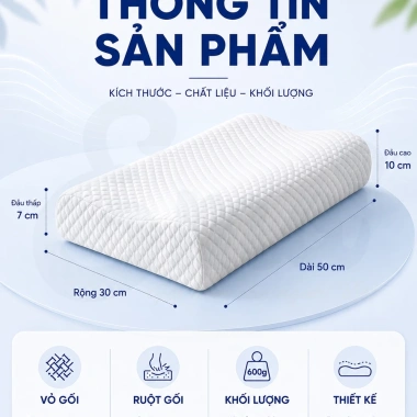 Gối cao su non EMA người lớn lượn sóng hỗ trợ cổ vai gáy giảm đau ngủ ngon hơn