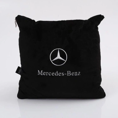 Gối Chăn Đa Năng Gấp Gọn 2-trong-1 Xe Ô Tô Logo Thêu Mercedes Toyota BMW, Sang Trọng