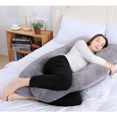 Gối chữ U bà bầu cao cấp vải nhung mịn - hỗ trợ ngủ thoải mái, giảm đau lưng, giảm sưng, giá ưu đãi 145.000₫ 2