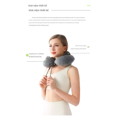 Gối chữ U bơm hơi điều chỉnh độ cứng – Kê cổ văn phòng di động HICKIES, 248.000₫