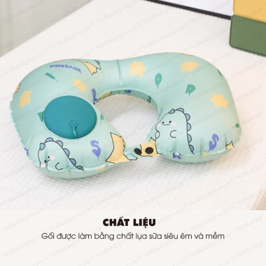 Gối chữ U bơm hơi gấp gọn lụa sữa mềm mát, kê cổ đáng yêu cho văn phòng, du lịch, xe ô tô - Giá 61.366₫ 2