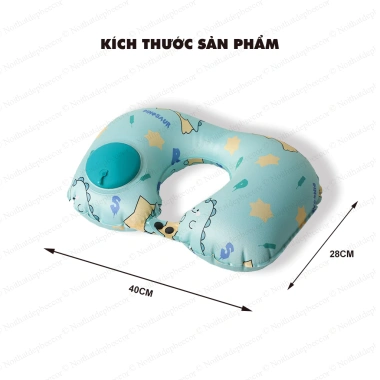 Gối chữ U bơm hơi gấp gọn lụa sữa mềm mát, kê cổ đáng yêu cho văn phòng, du lịch, xe ô tô - Giá 61.366₫ 4