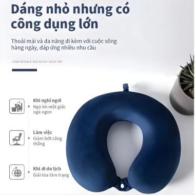 Gối chữ U cao su non tròn, đỡ cổ, ngủ văn phòng, xe ô tô, máy bay - Giá ưu đãi 74.700₫